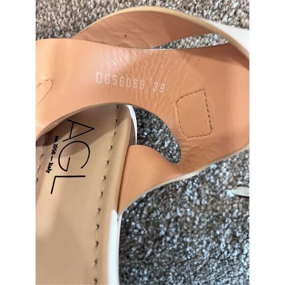 AGL Women's Light Beige Leather Gladiator Ankle Strap Sandals Size 39 - Picture 8 of 8